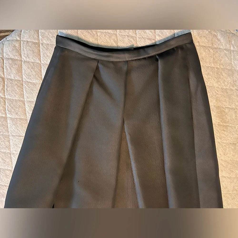 TIBI Sz 10 Black Silk-Faille Midi Skirt - Picture 3 of 8